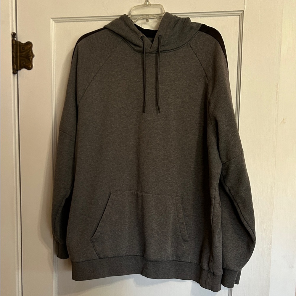 Russell Athletic Dark Gray Pullover Hoodie with Black Shoulder Accents. XL